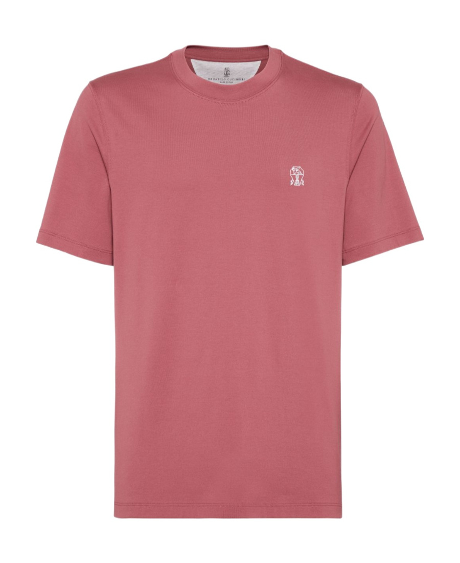 Brunello Cucinelli Logo-print Cotton T-shirt In Pink