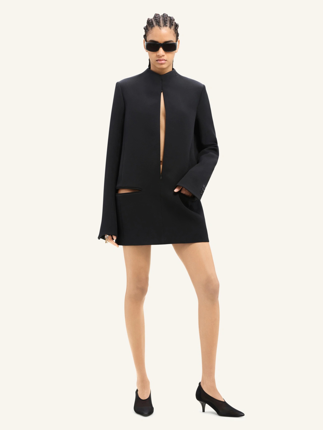 Courrèges Front-zipped Cut-out Mini Dress In Black