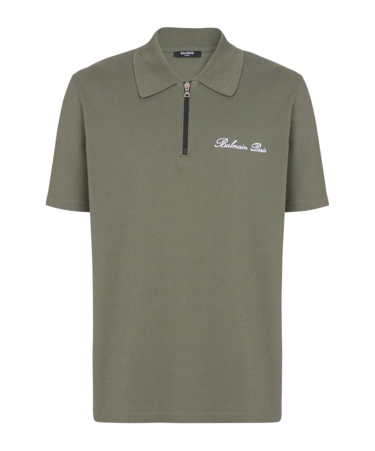Balmain Logo-embroidered Cotton Polo Shirt In Green