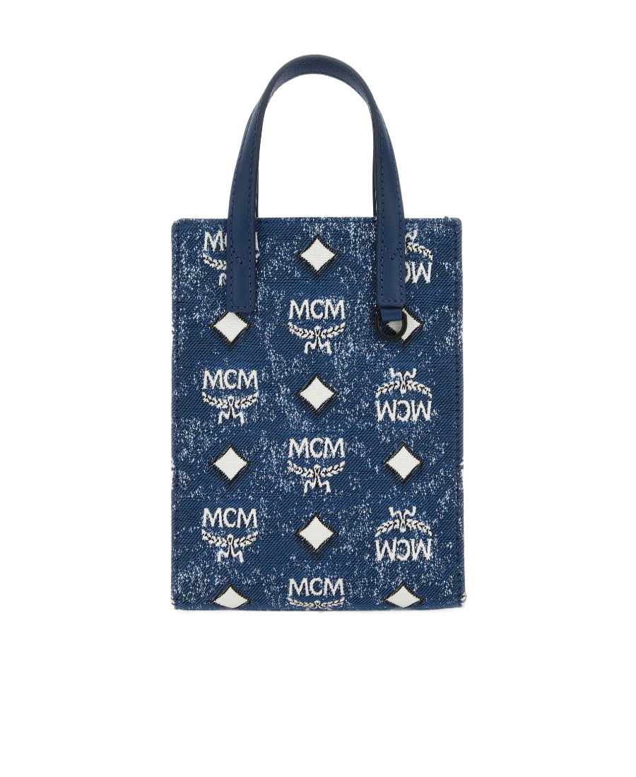 Mcm Aren Denim Mini Tote Bag In Blue