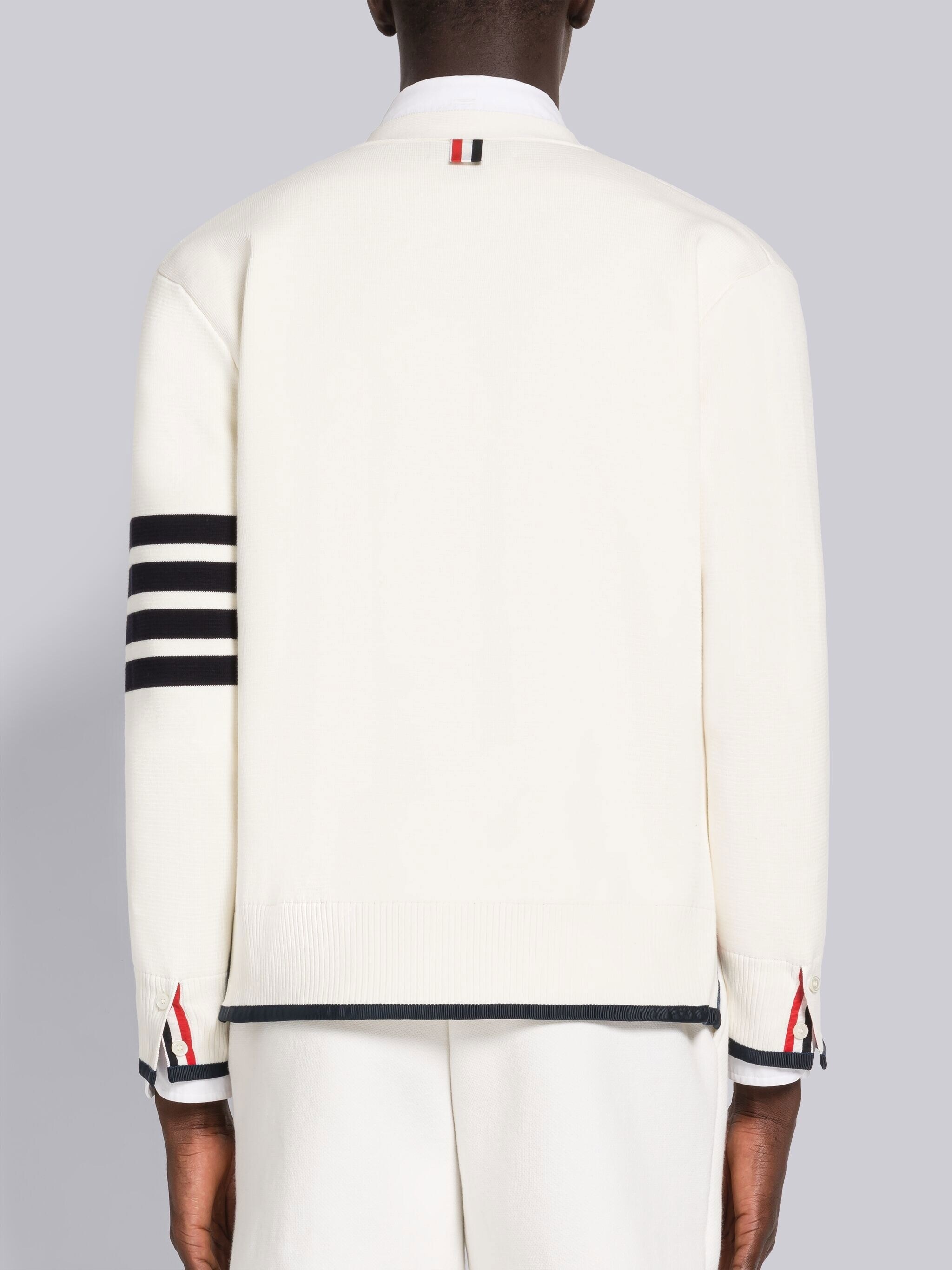 Thom Browne 4-bar Striped Cardigan In White