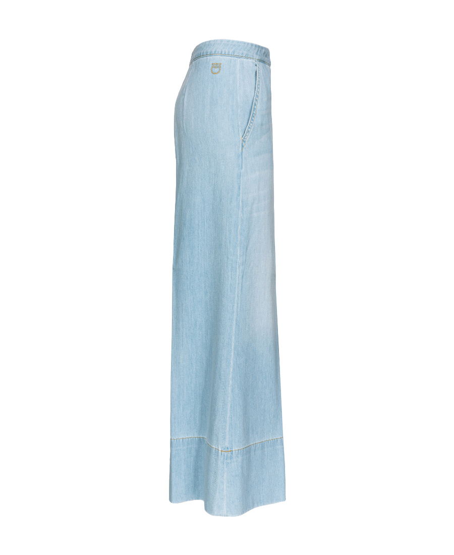 Pinko Wide-leg Cropped Trousers In Blue