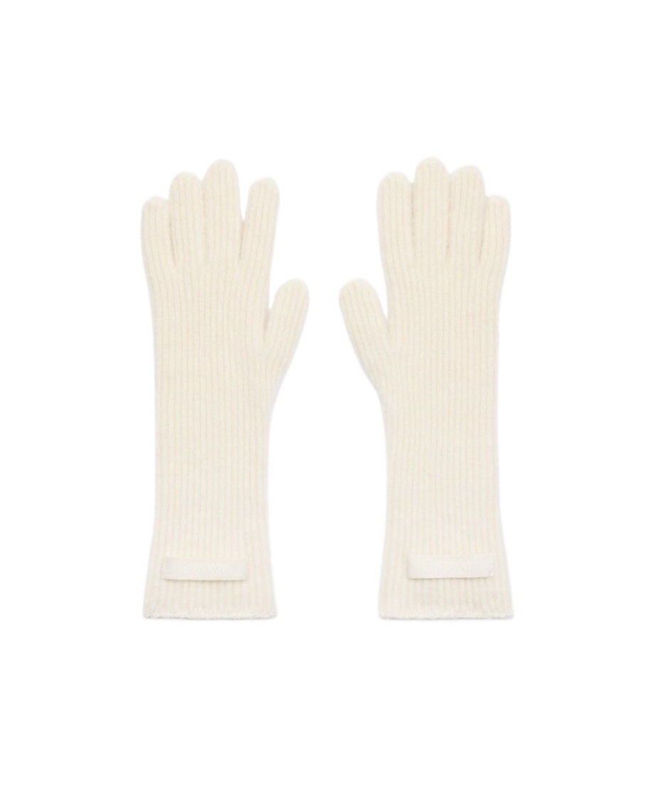 Jacquemus Wool Logo Gloves In White