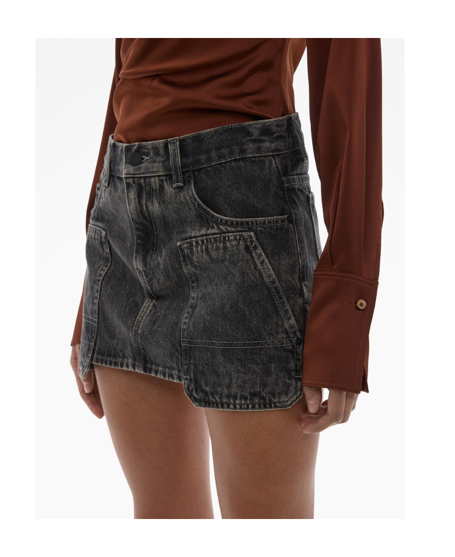 Helmut Lang Black Carpenter Denim Miniskirt In Black