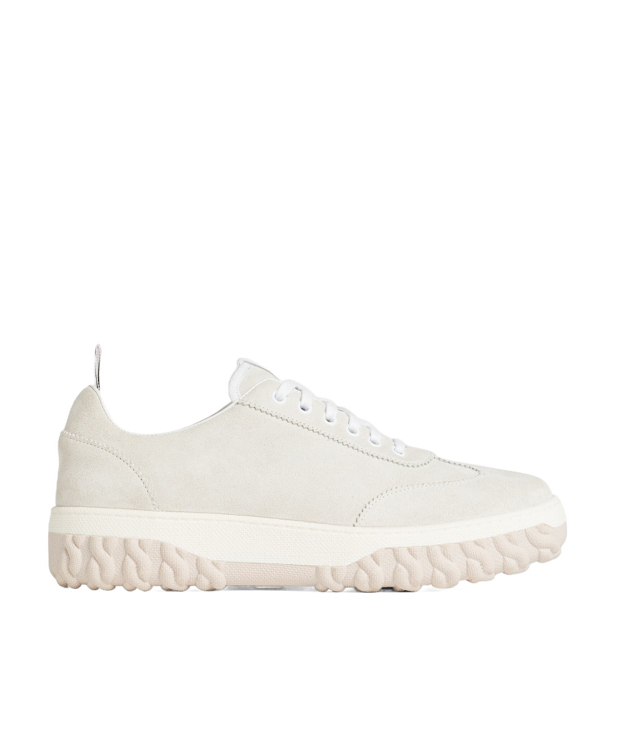 Thom Browne Grosgrain-loop Trim Lace-up Sneakers In White