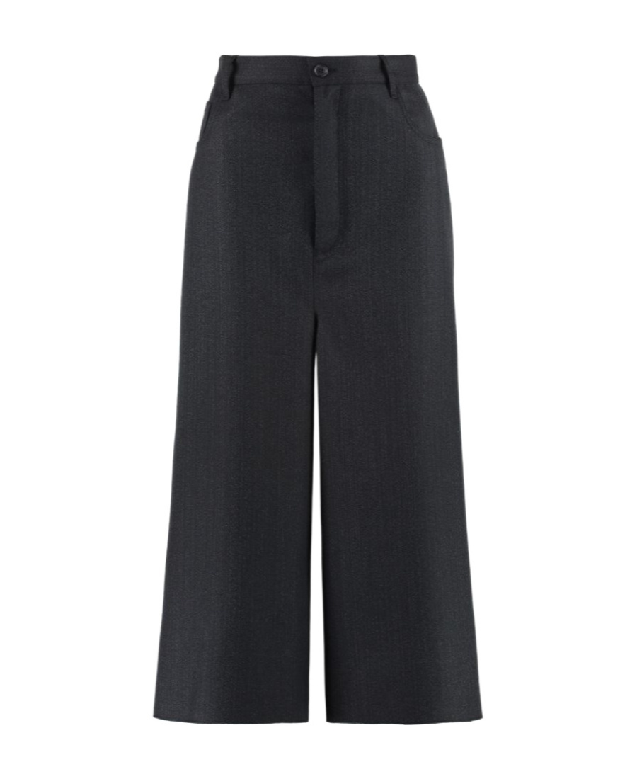 Balenciaga Wide-leg Cropped Trousers In Black