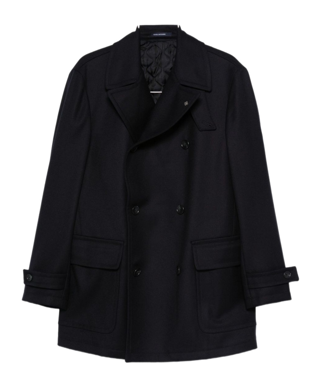 Tagliatore Double-breasted Wool Coat In Black