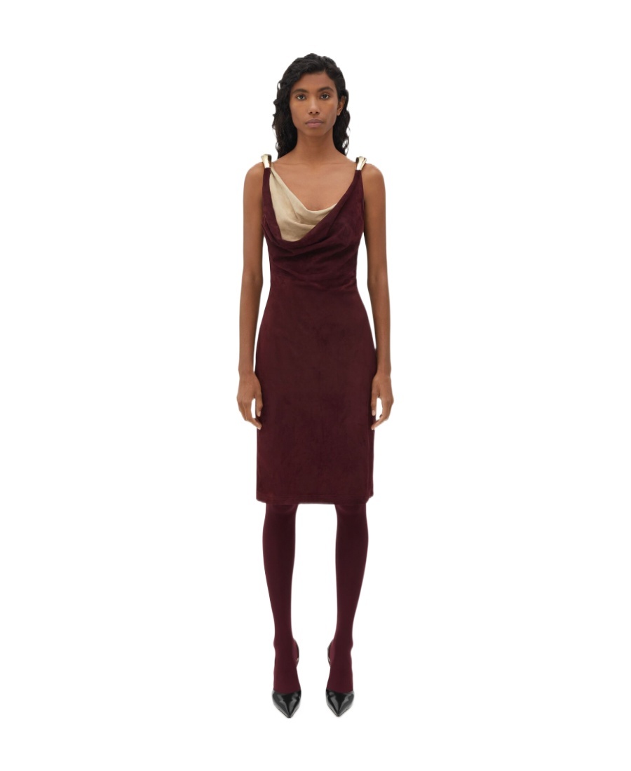 Bottega Veneta Fluid Suede Sleeveless Knee-length Dress In Brown