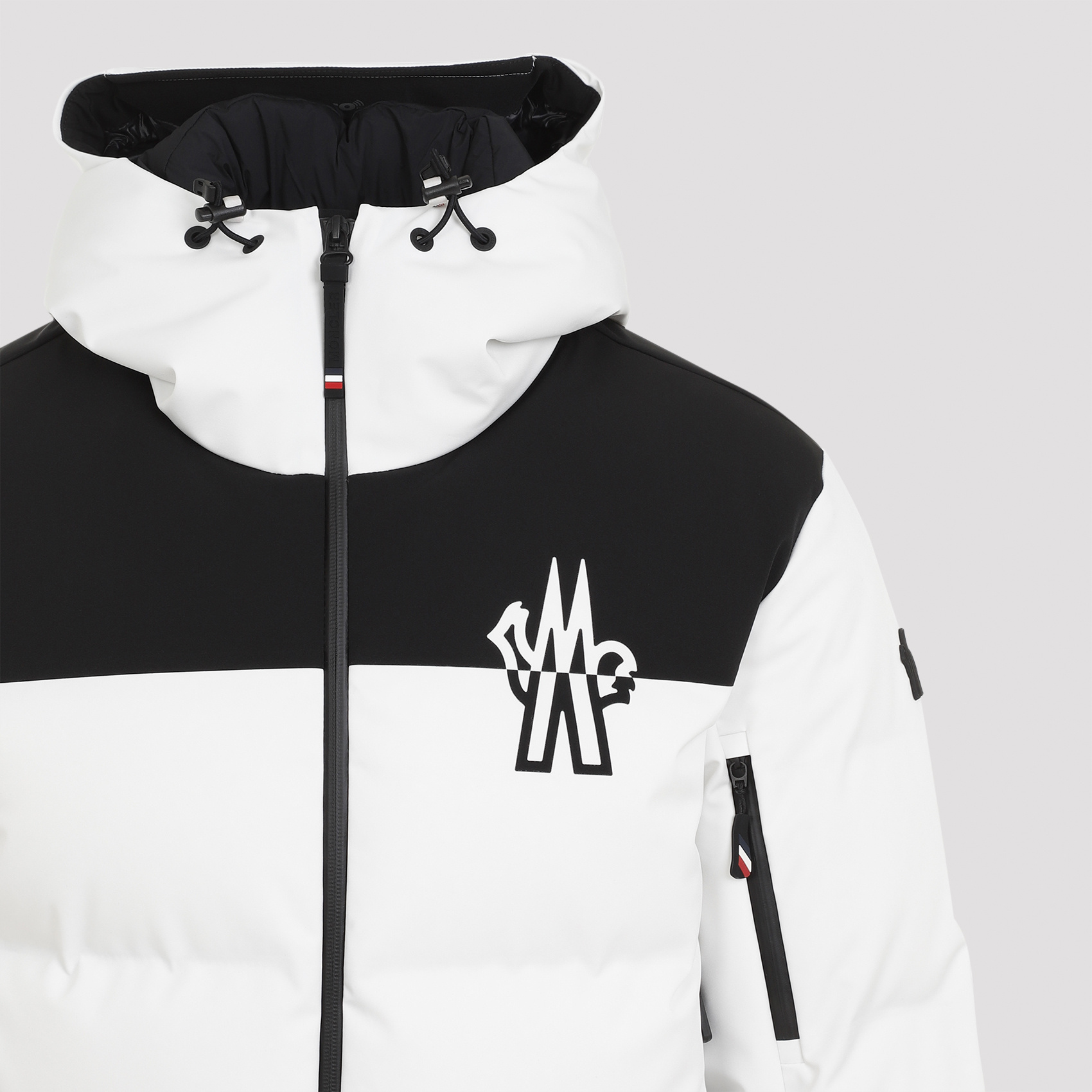 Moncler Colour-block Hooded Puffer Jacker In White