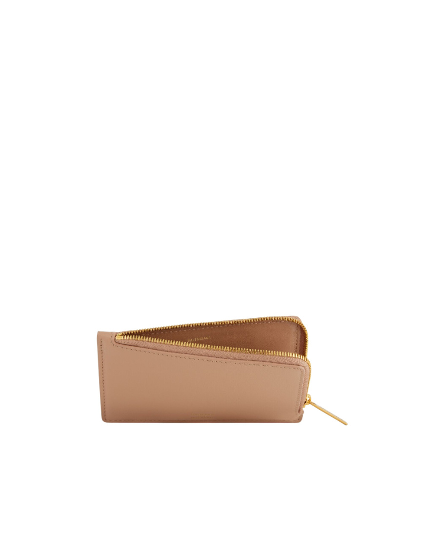 Balenciaga Logo-print Leather Wallet In Nude