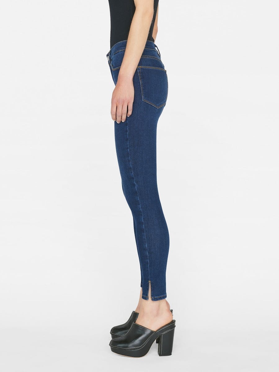 Frame Le High Slit Hem Ankle Skinny Jeans In Blue