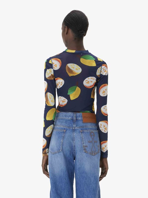 Jw Anderson Long Sleeve Mesh Top In Black