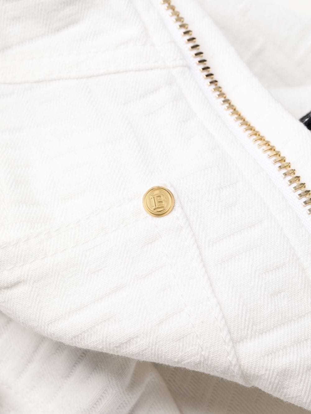 Balmain Short Buttoned Bi-colour Dress In White