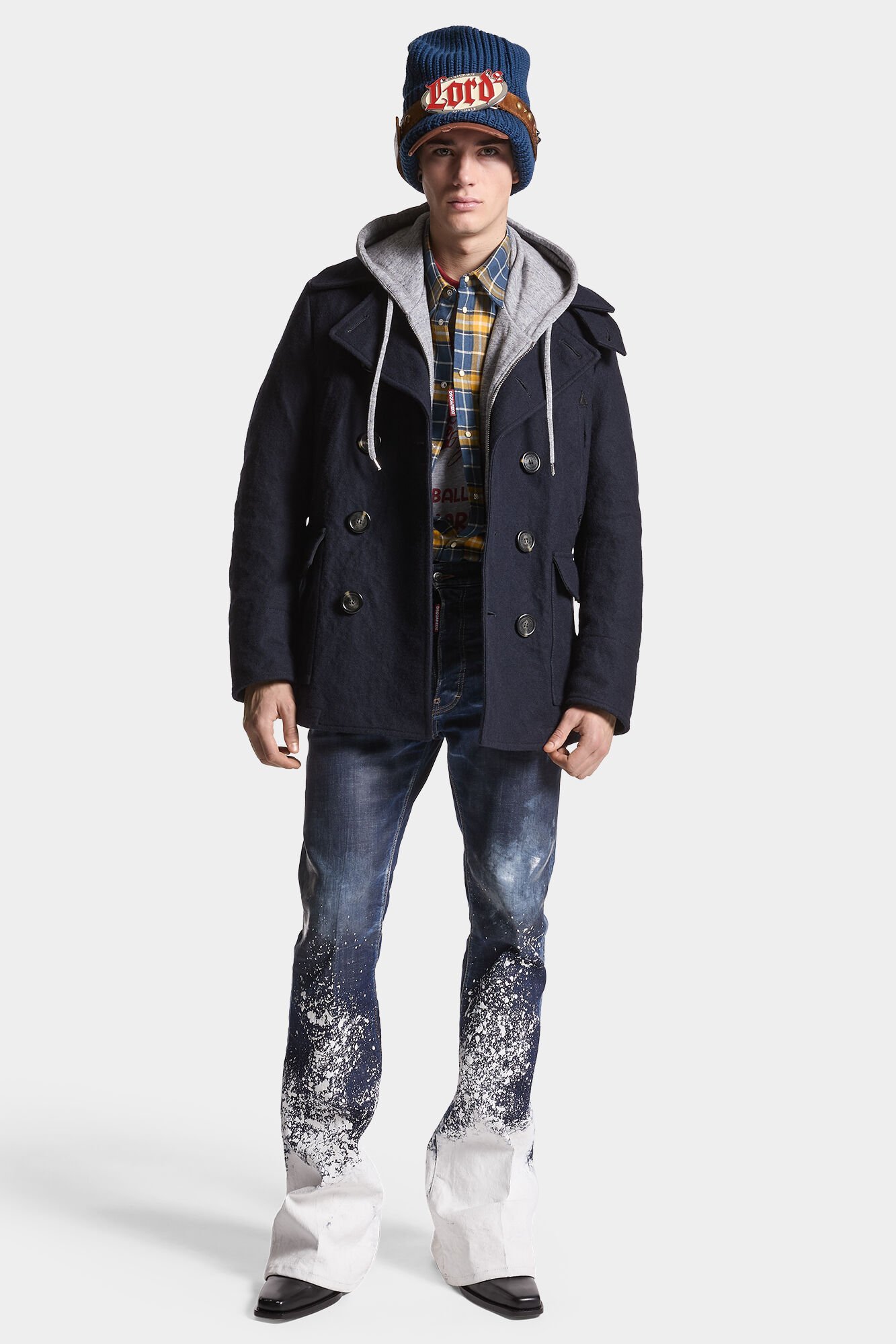 Dsquared2 Double-breasted Short Coat In Black