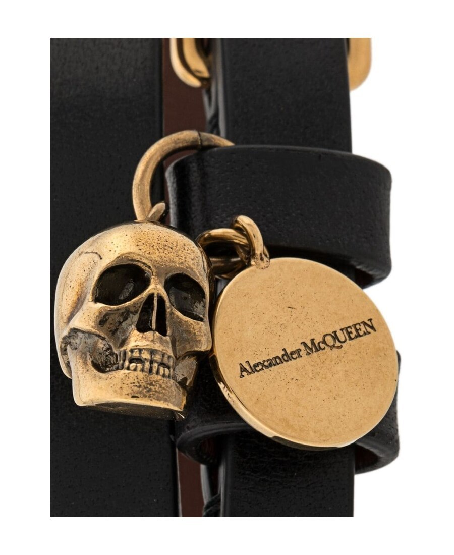 Alexander Mcqueen Double-wrap Skull Bracelet In Black