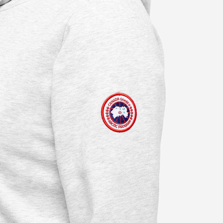 Shop Canada Goose Melange-effect Drawstring Hoodie In White