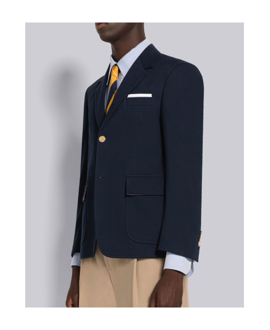 Shop Thom Browne Rwb-stripe Tailored Blazer In Black