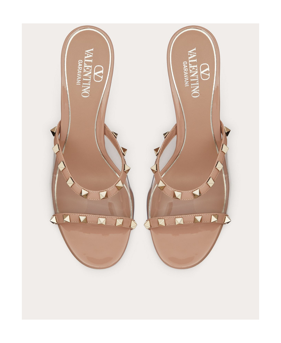 Valentino Rockstud-embellished Wedge Mules In White