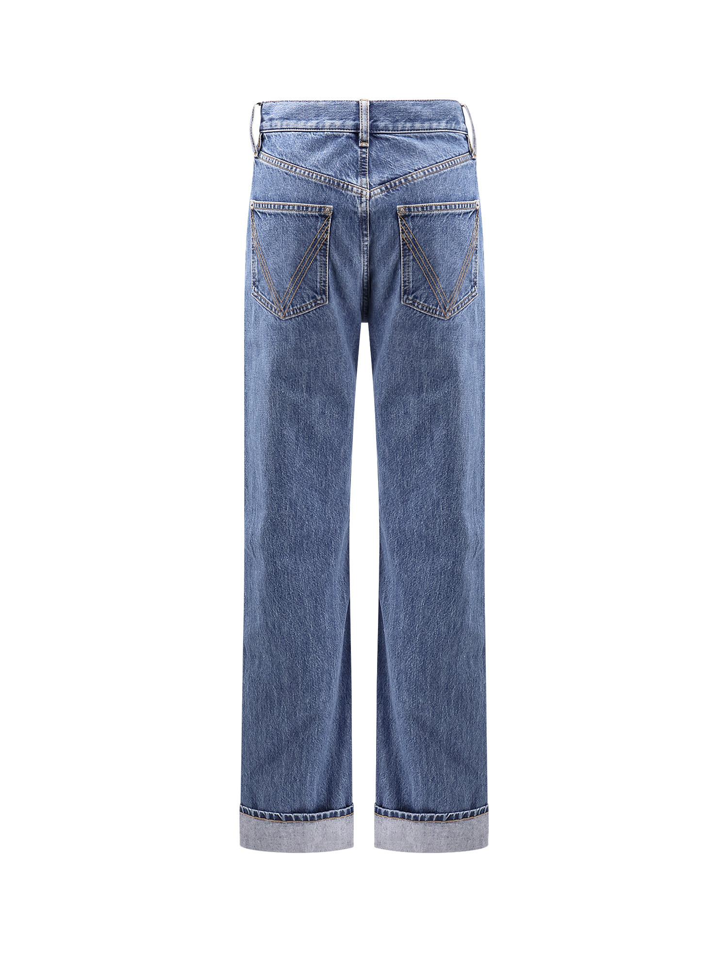Bottega Veneta Five-pocket Denim Trousers Featuring Rolled Cuffs In Blue
