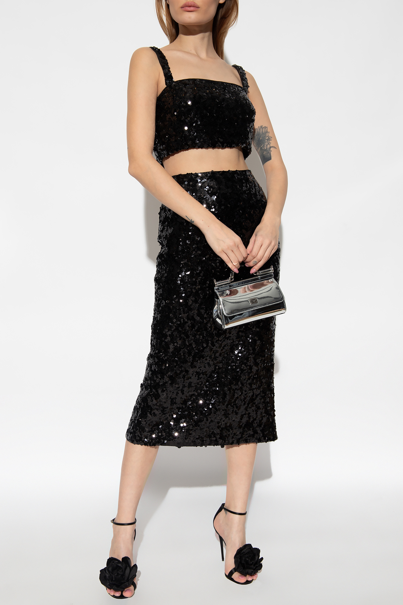 Dolce & Gabbana Sequinned Pencil Midi Skirt