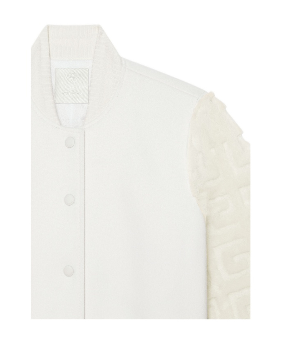 Givenchy Cropped Varsity Jacket In Wool And 4g Fur In White