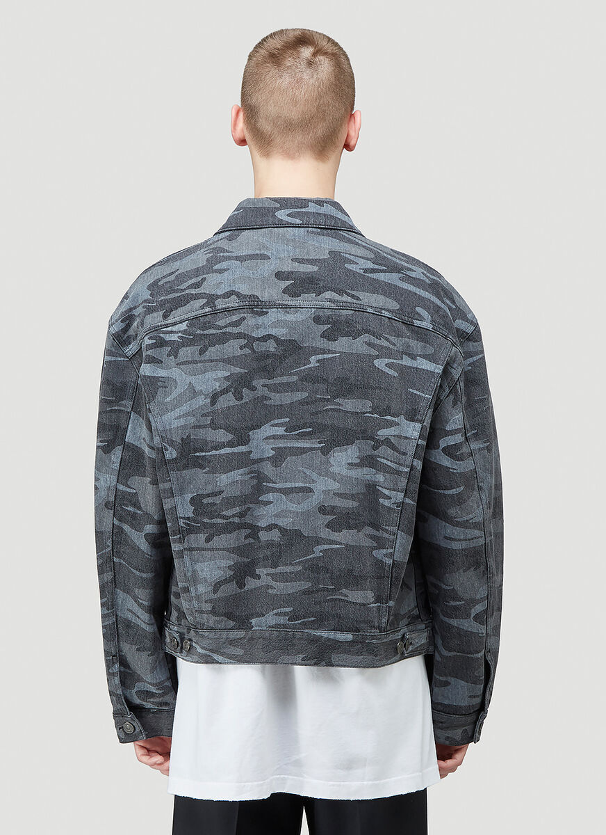 Balenciaga Camouflage-print Denim Jacket In Black