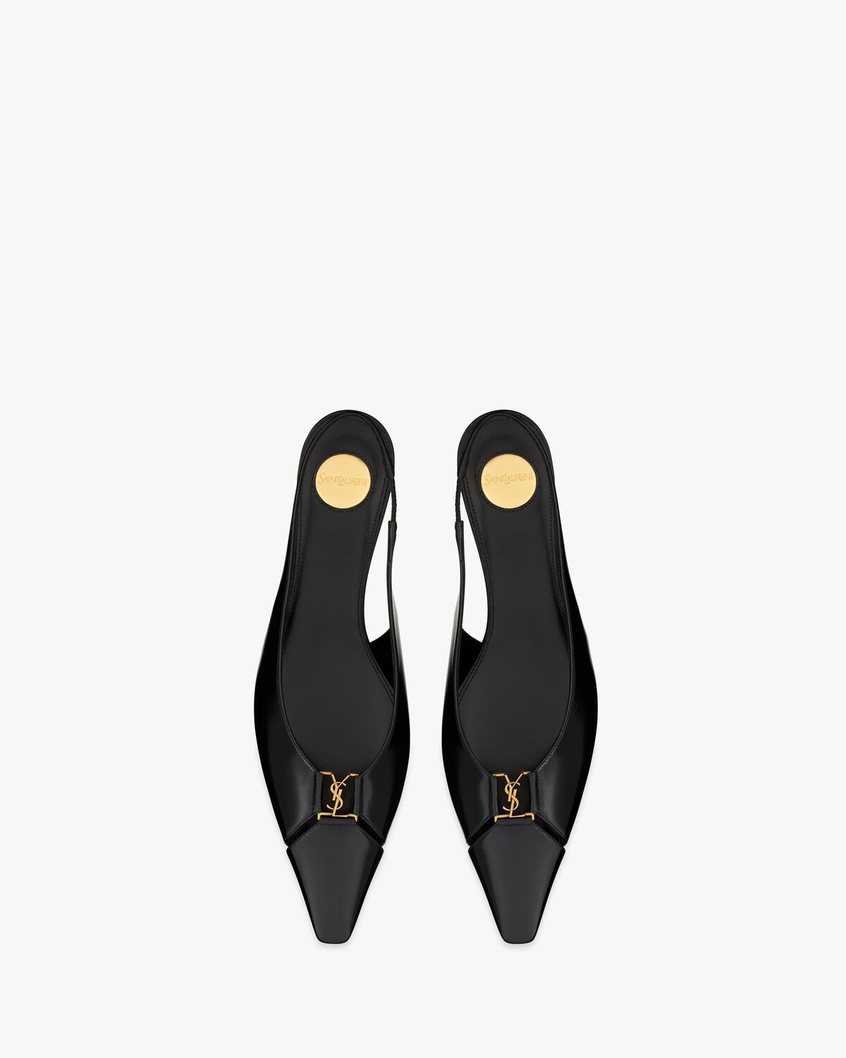 Saint Laurent Babylone Slingback Flats In Smooth Leather