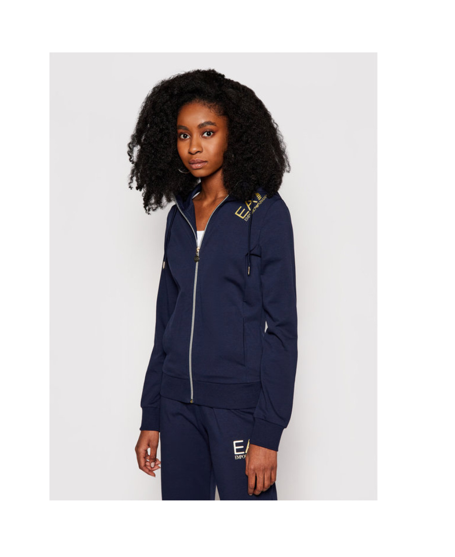 Emporio Armani Logo Hooded Casual Jacket In Black