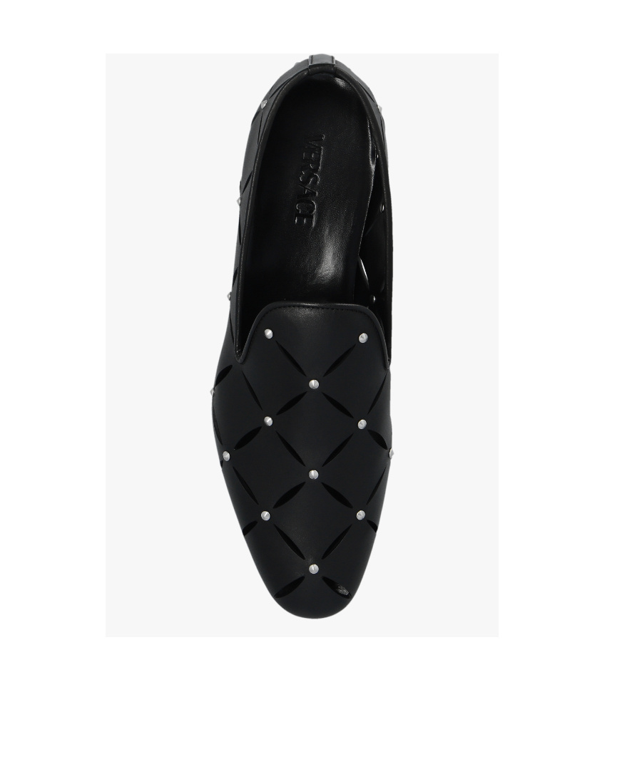 Versace Black Perforated Slippers In Black
