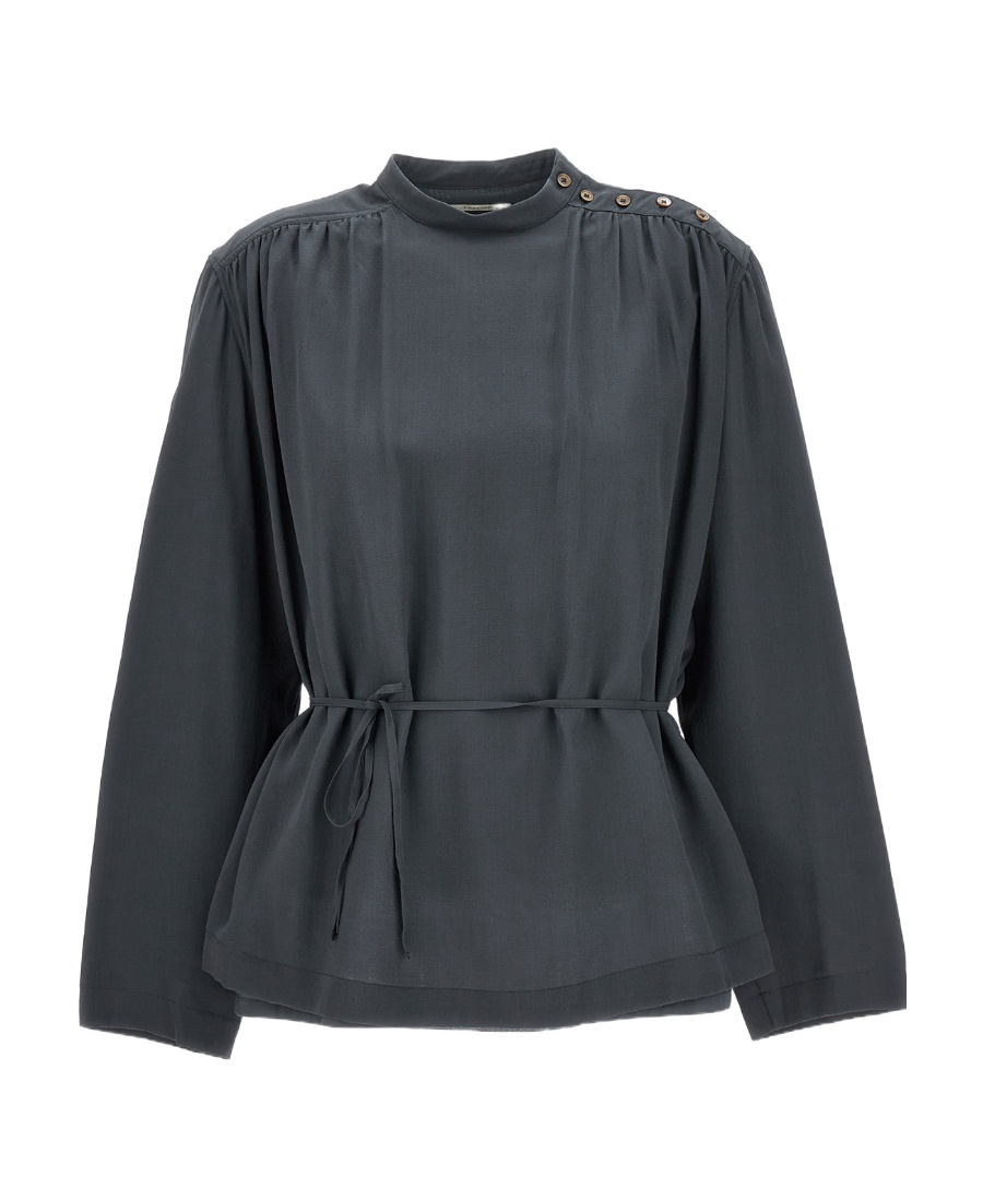 Lemaire Long-sleeved Wrinkled Shirt In Black