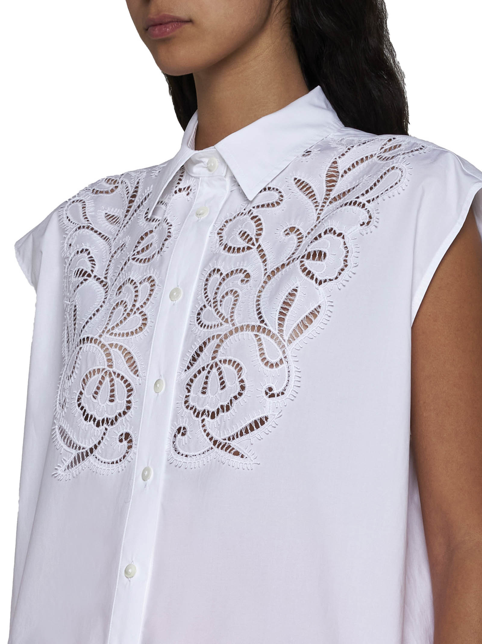 P.a.r.o.s.h Embroidered Sleeveless Shirt In White
