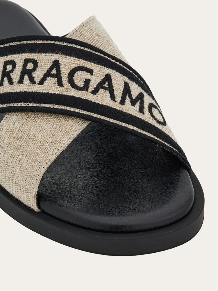 Ferragamo Cross-strap Slippers In Black
