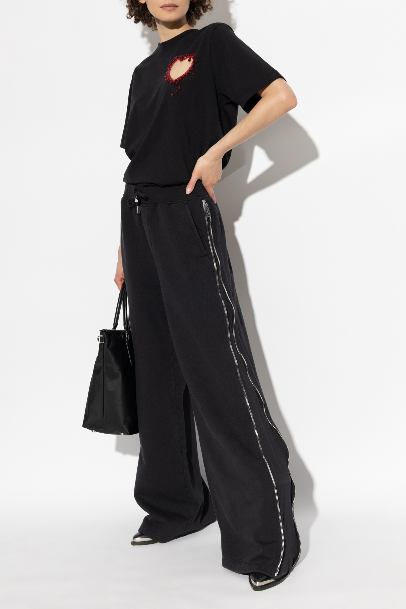 DSQUARED2 SIDE-ZIPPED COTTON PALAZZO PANTS