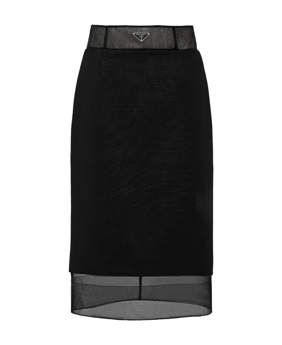 Shop Prada Wool And Crinoline Midi-skirt In Black
