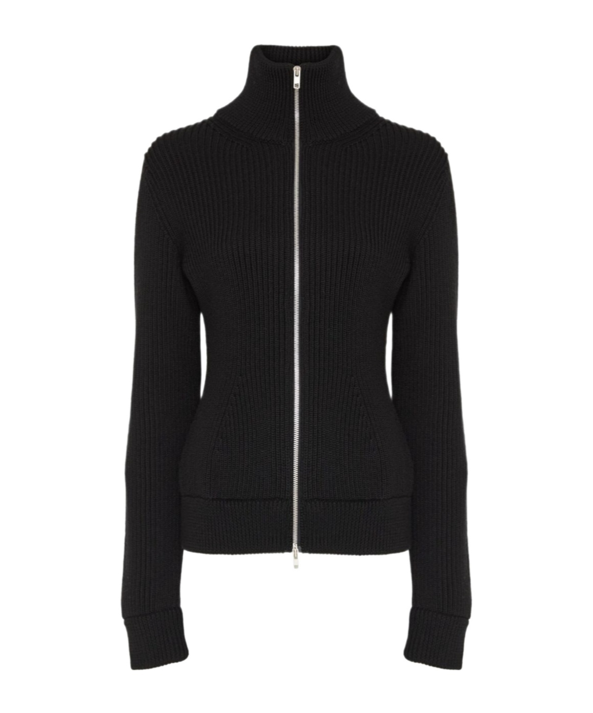 Maison Margiela Full-zip Wool Ribbed Cardigan Clothing In Black