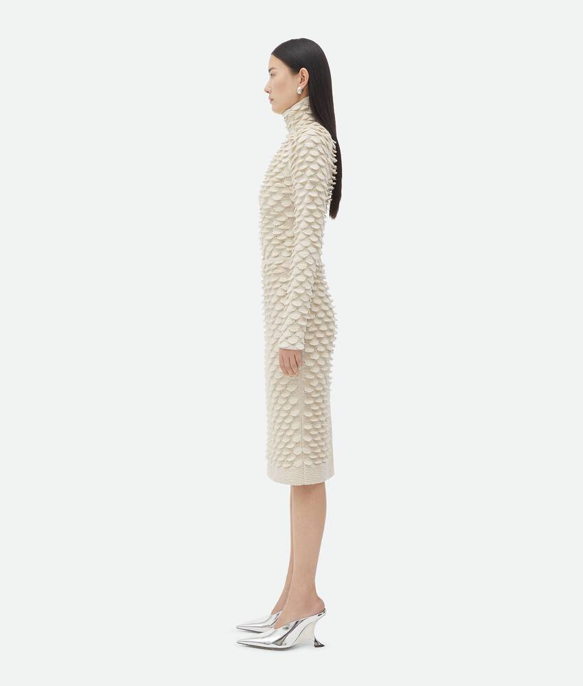 Shop Bottega Veneta Fish Scale Wool Medium Length Skirt In Nude