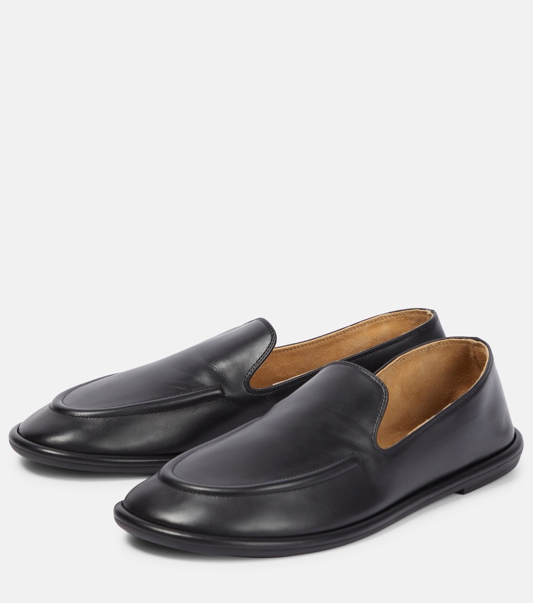 The Row Canal Leather Loafers In Black