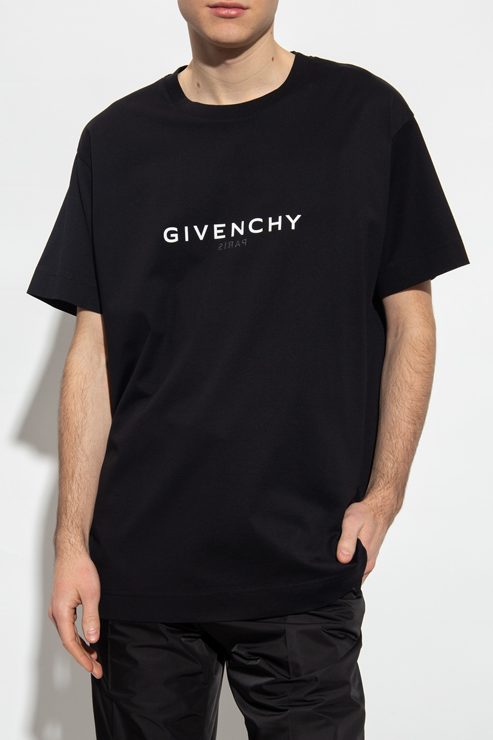 Shop Givenchy Black Logo Printed Round-neck T-shirt