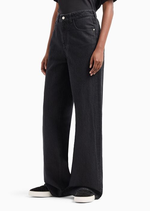 Shop Emporio Armani Wide-leg Jeans In Black