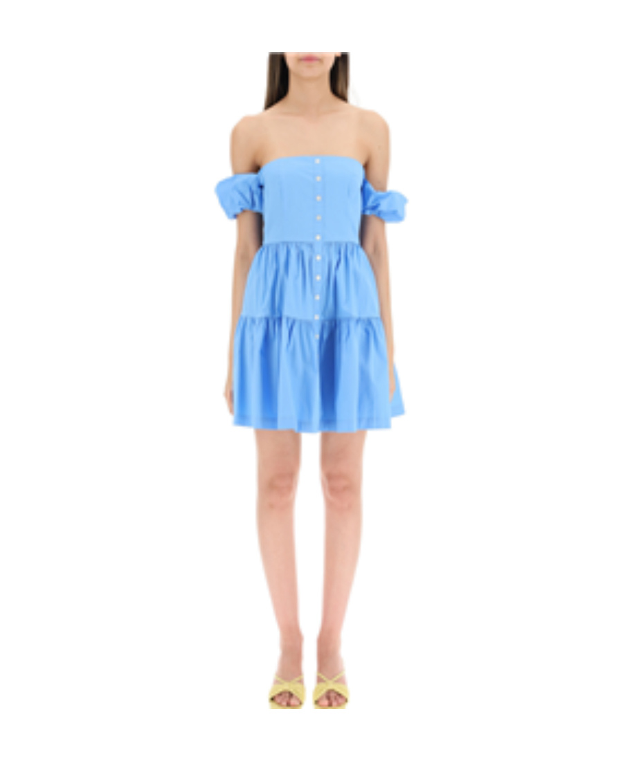 Staud A Slim Dress With Bare Shoulders In Blue