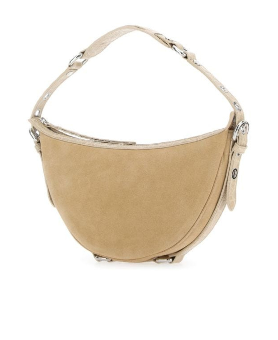 By Far Gib Suede Shoulder Bag In Nude