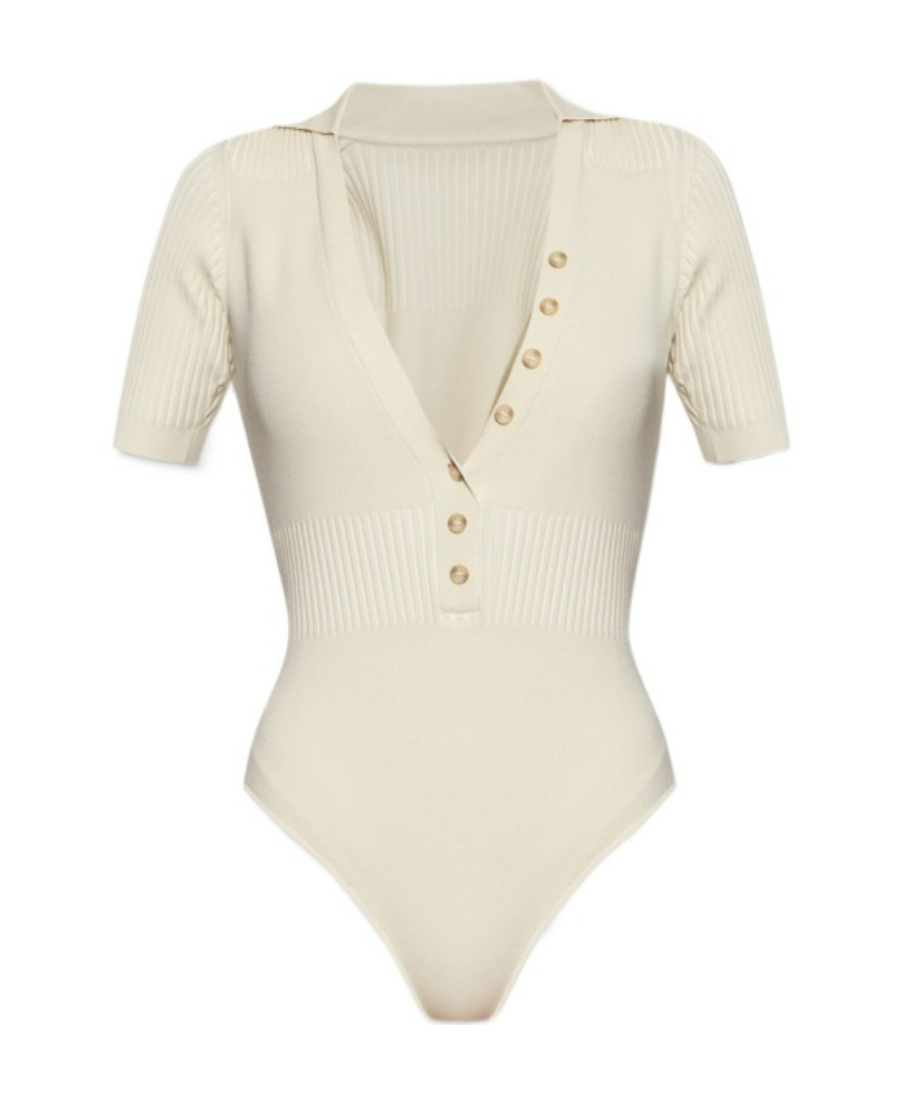 Jacquemus Button-up Short-sleeved Knitted Top In White
