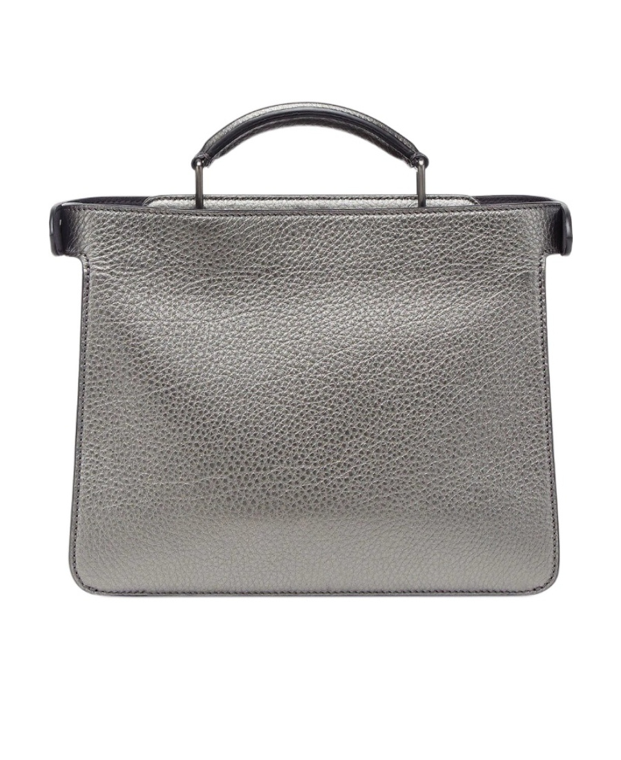 Fendi Peekaboo Metallic Tote Bag In Gray