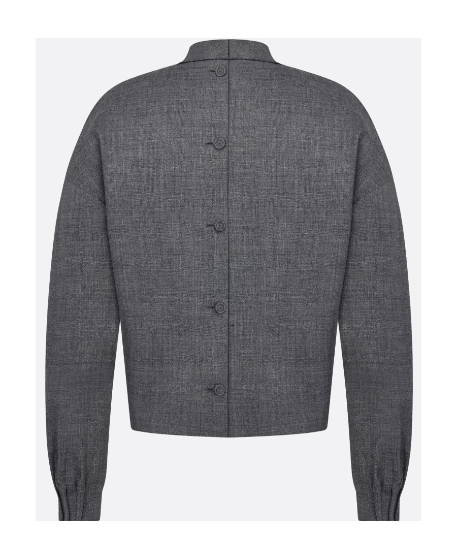 Dior Long-sleeved High-necked Wool Shirt In Gray