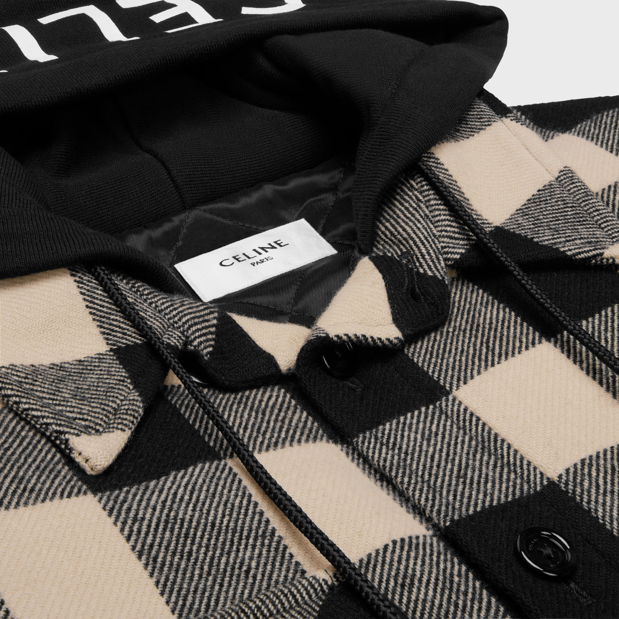 Celine Checked Wool Hooded Cotton Suit In Brown