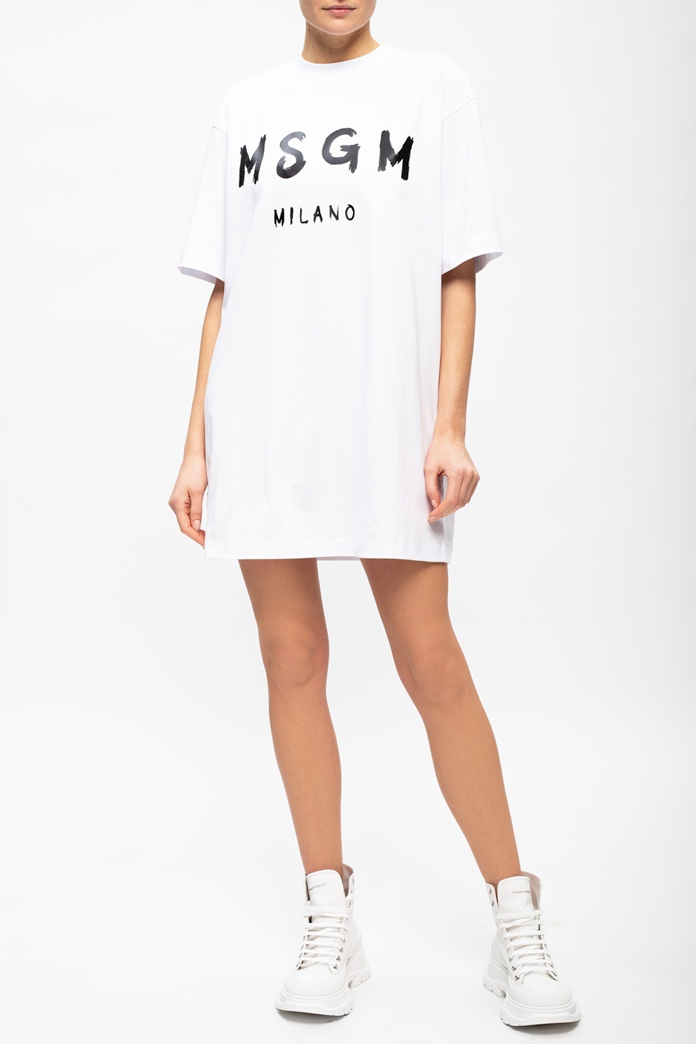 Msgm Woman Mini Dress White Size M Cotton In White