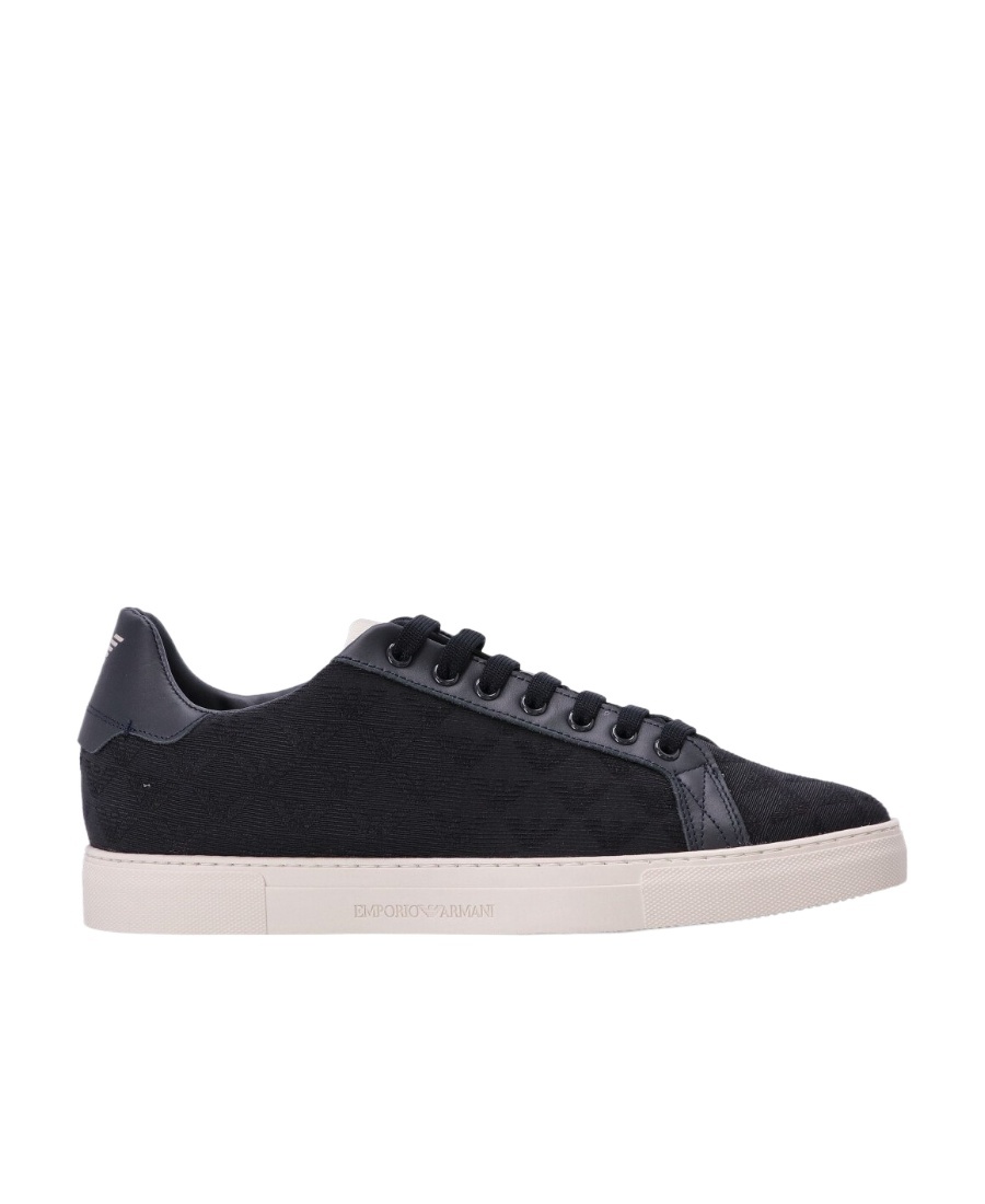 Emporio Armani Logo Printed Lace-up Sneakers In Black