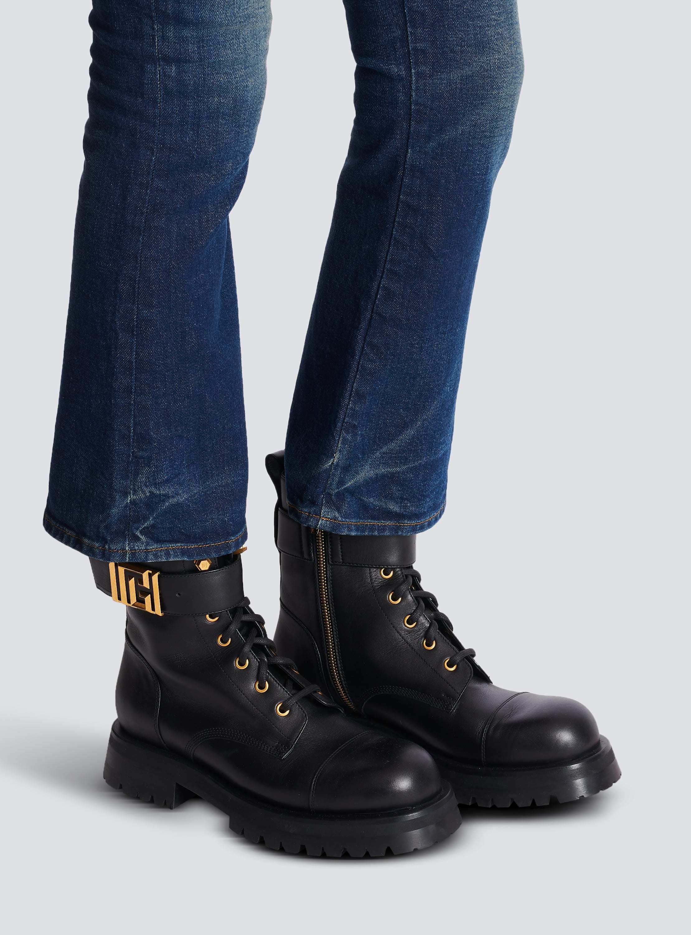 Balmain Combat Ankle Boots In Black