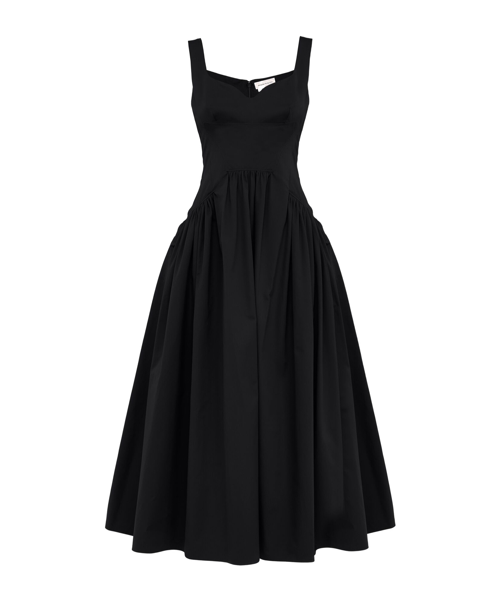 Alexander Mcqueen Black Sweetheart-neck Midi Dress In Black