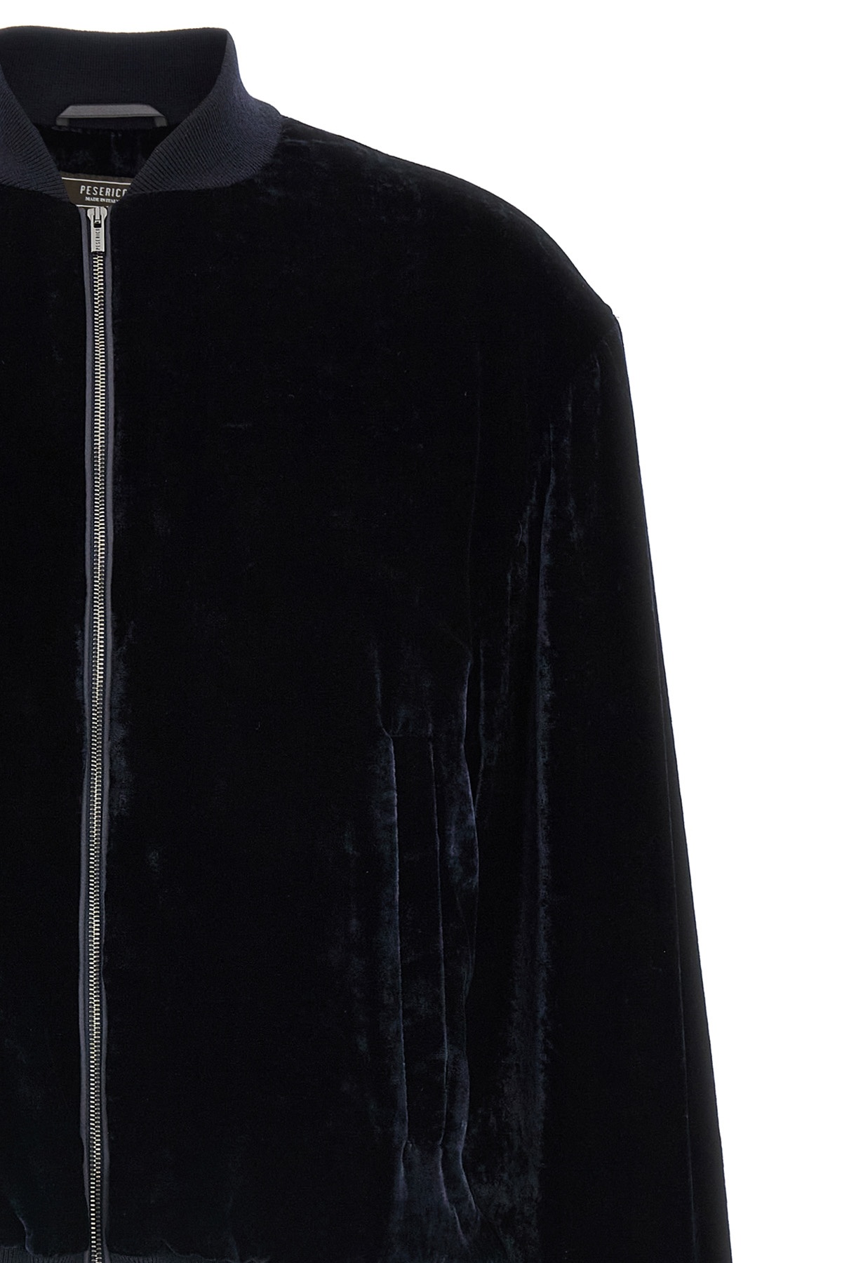 Peserico Washed Viscose Velvet Bomber Sweatshirt In Black